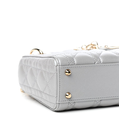 Christian Dior Metallic Lambskin Cannage Mini Lady Dior Grey 7 of 9