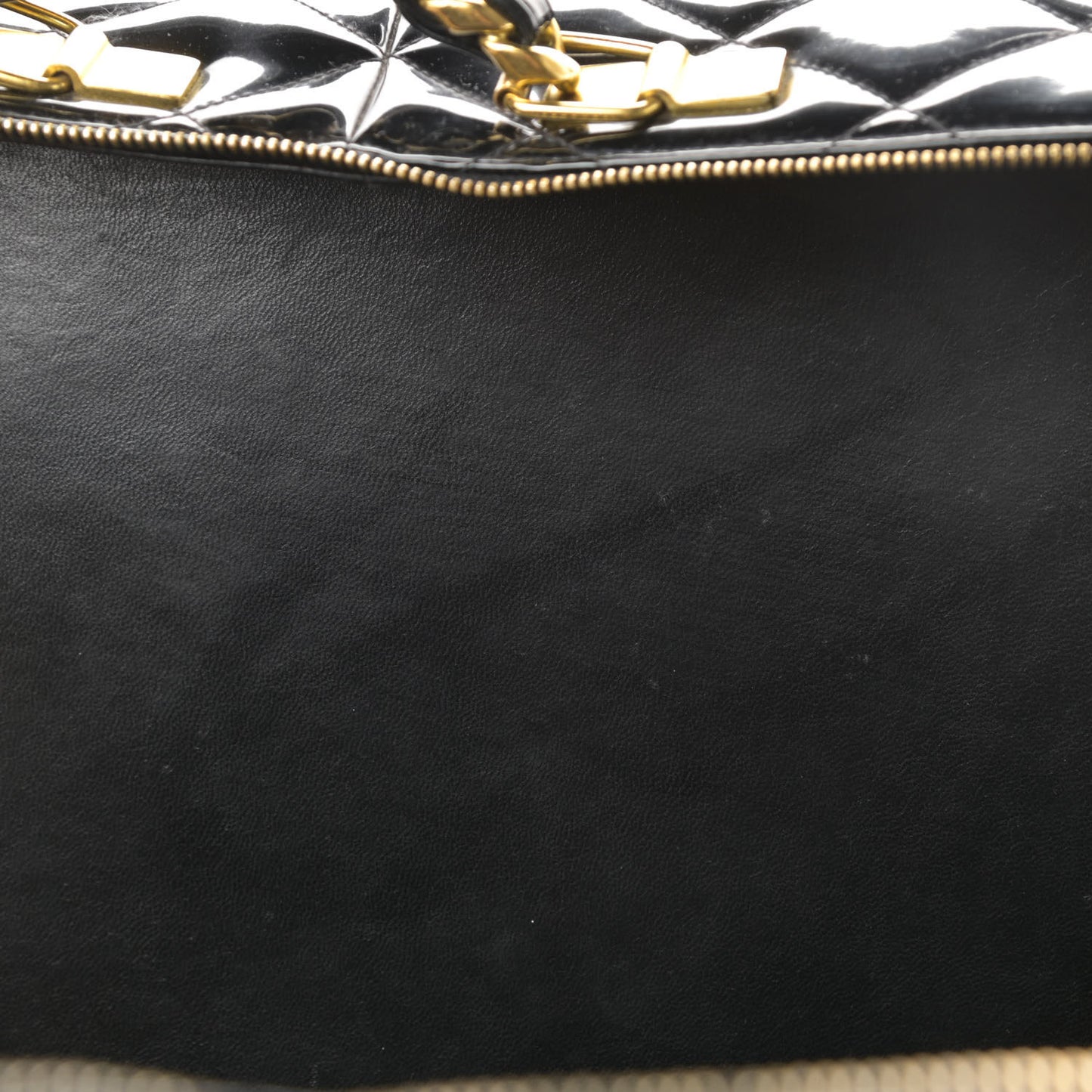 Patent Quilted Top Handle Lunch Box Carryall Shoulder Bag Black