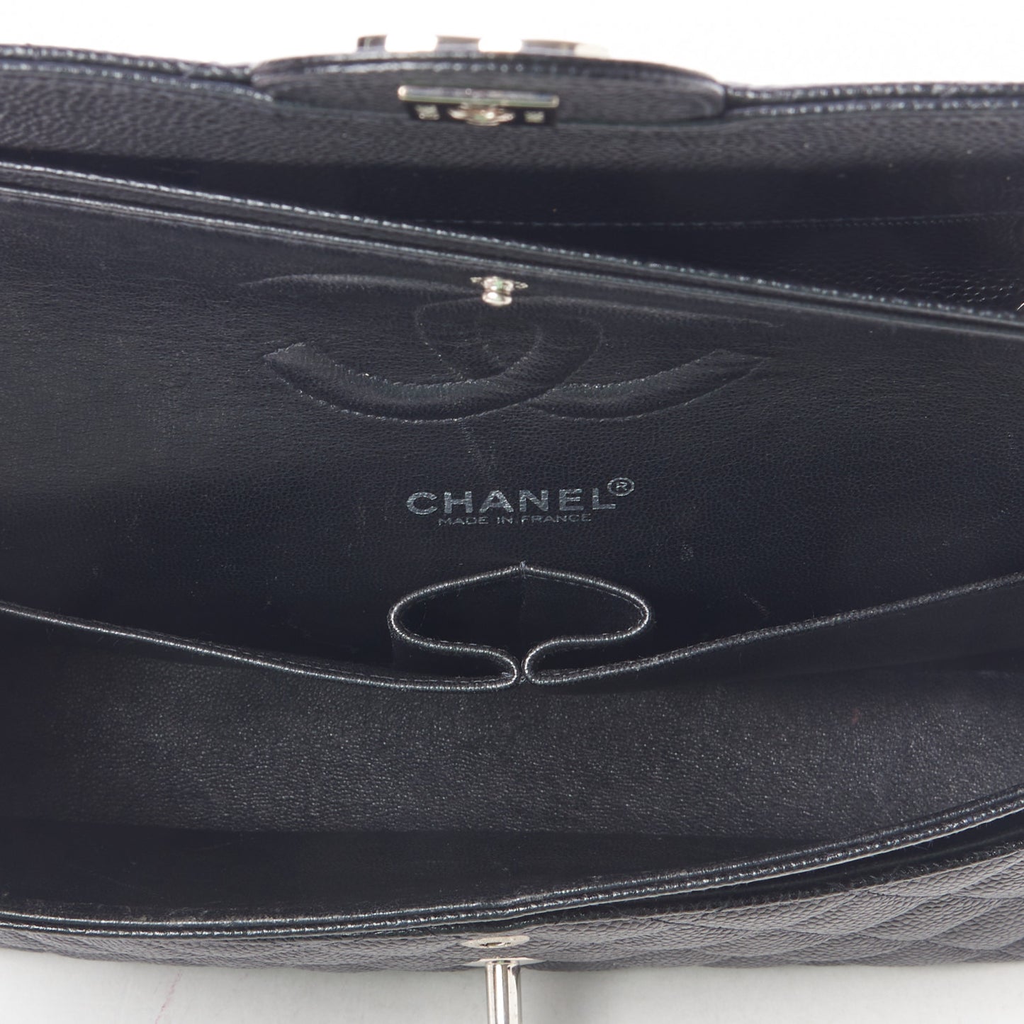 Caviar Quilted Medium Double Flap Black