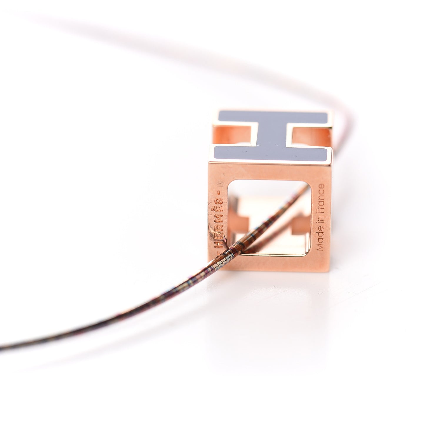 Rose Gold Lacquered Cage d'H Pendant Necklace Marine