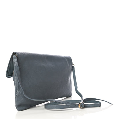 Balenciaga Chevre Gold Metallic Edge Hardware Envelope Clutch Bleu Acier 3 of 9