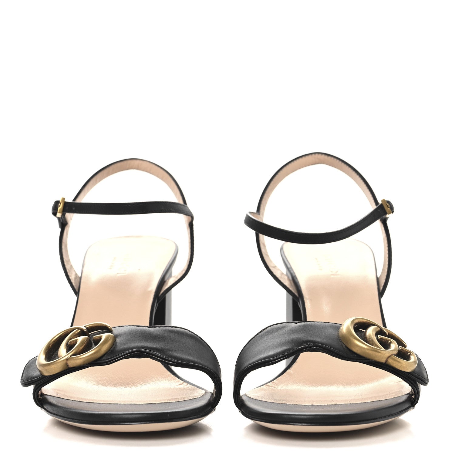 Gucci Lifford Calfskin GG Marmont Ankle Wrap 105mm Sandals 37.5 Black 3 of 8