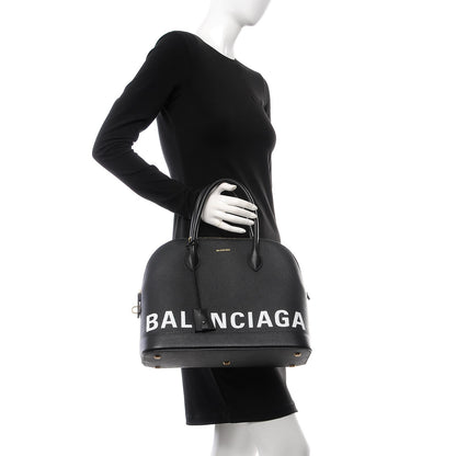 Balenciaga Signature Grained Calfskin Logo M Ville Top Handle Bag Black 3 of 9