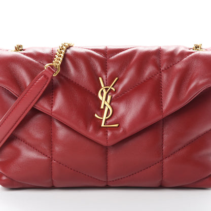 Saint Laurent Lambskin Quilted Toy Loulou Puffer Monogram Chain Satchel Red 9 of 11