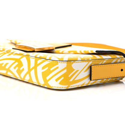 Fendi X SARAH COLEMAN Glazed Canvas Vitello King FF Vertigo Baguette 1997 Mimosa White 9 of 10