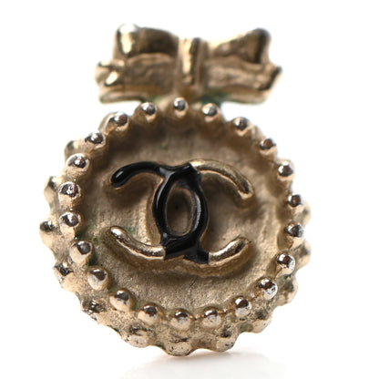 Chanel CC Bow Earrings Black Gold 3 of 3