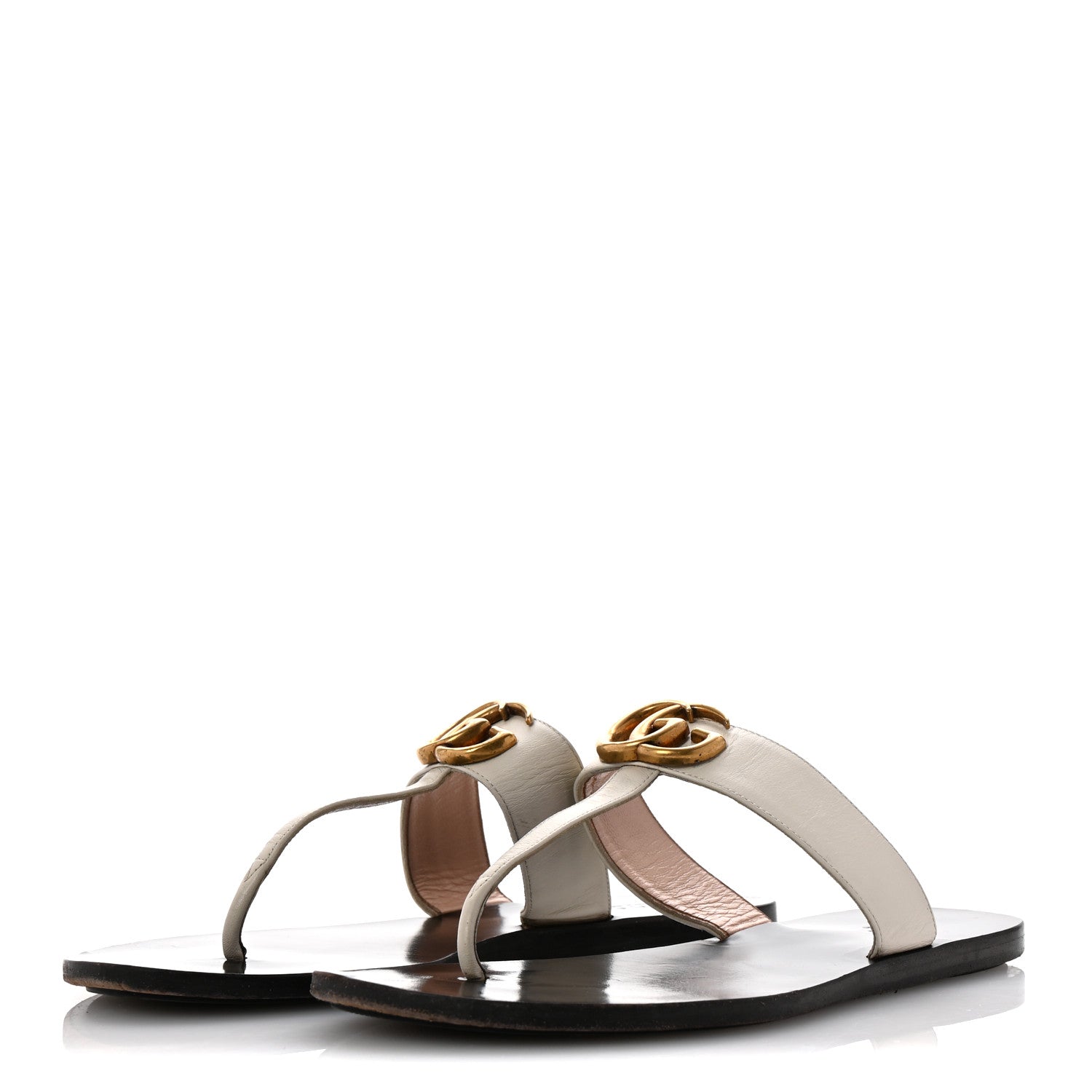 Gucci Calfskin GG Marmont Thong Sandals 38 Mystic White 4 of 10