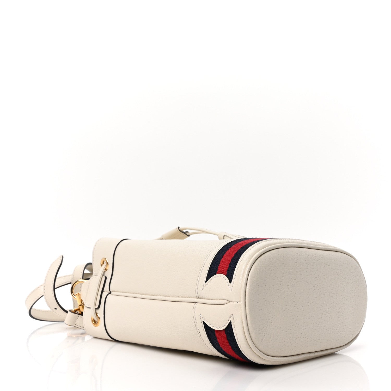 Gucci Glazed Textured Calfskin Web Small Ophidia Bucket Bag Mystic White 4 of 10