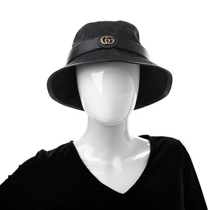 Gucci Monogram Textured Dollar Calfskin GG Jago Bucket Hat L Black 2 of 9