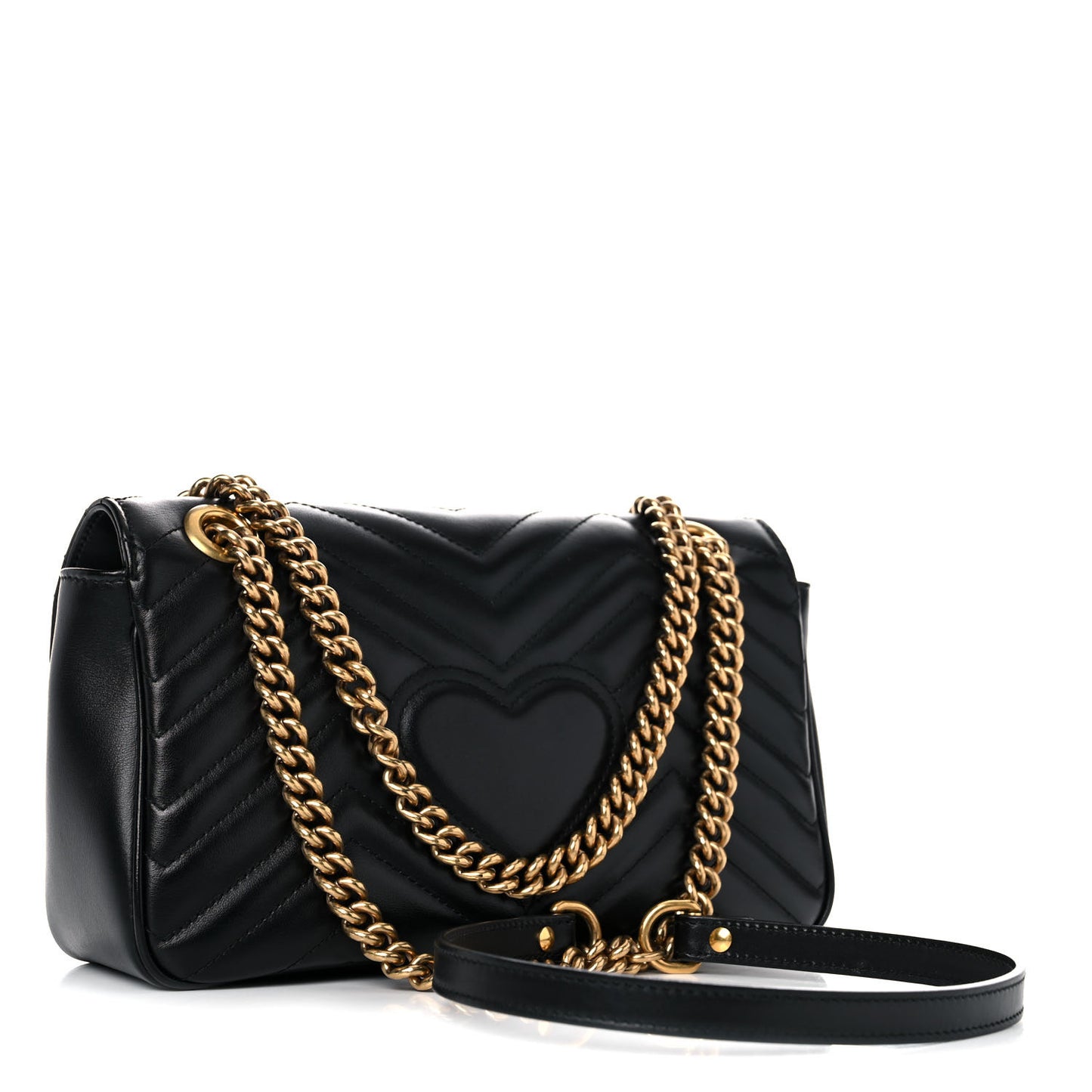 Calfskin Matelasse Small GG Marmont Shoulder Bag Black