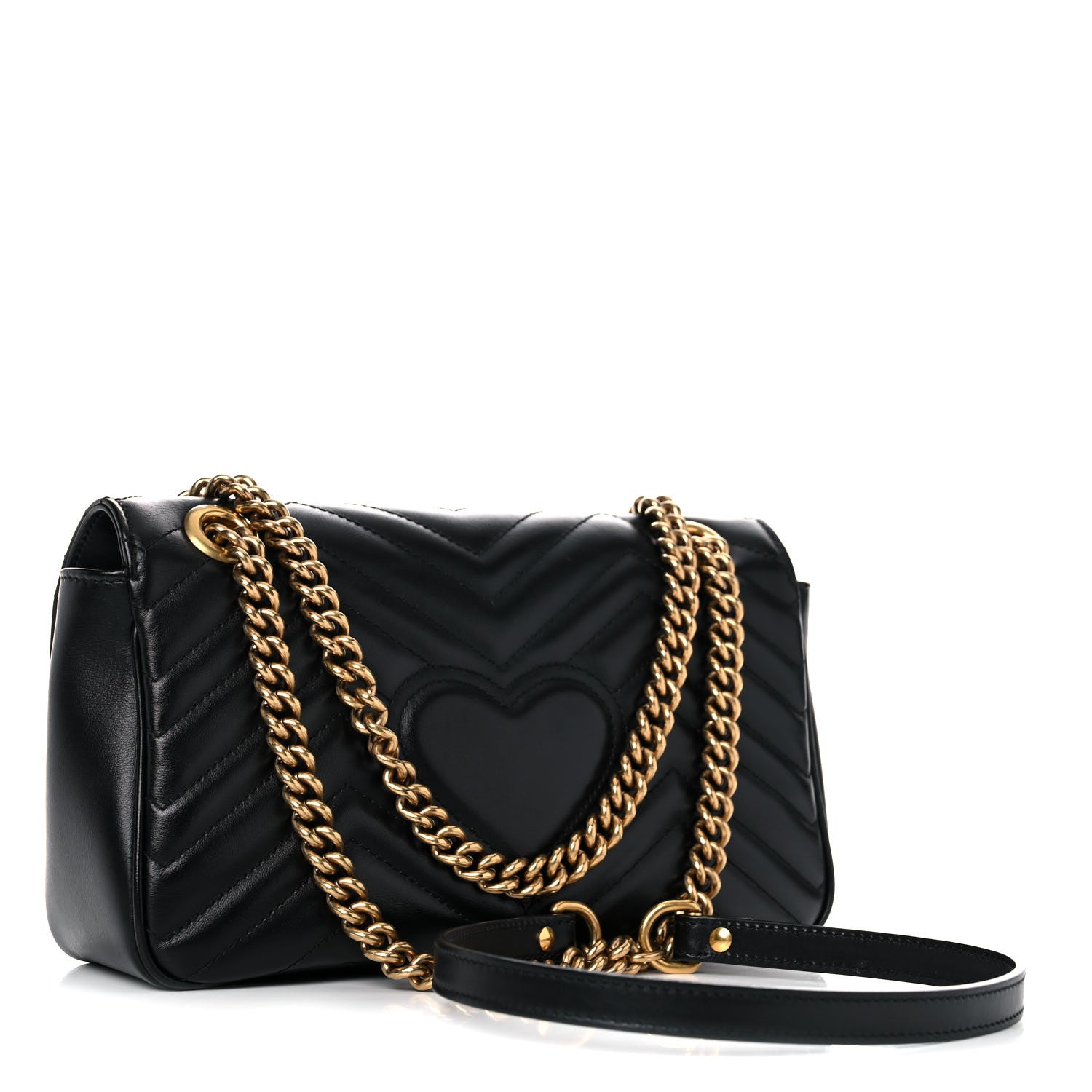 Gucci Calfskin Matelasse Small GG Marmont Shoulder Bag Black 3 of 20