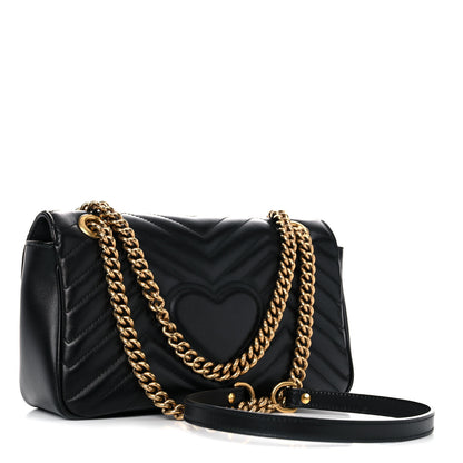 Gucci Calfskin Matelasse Small GG Marmont Shoulder Bag Black 3 of 20