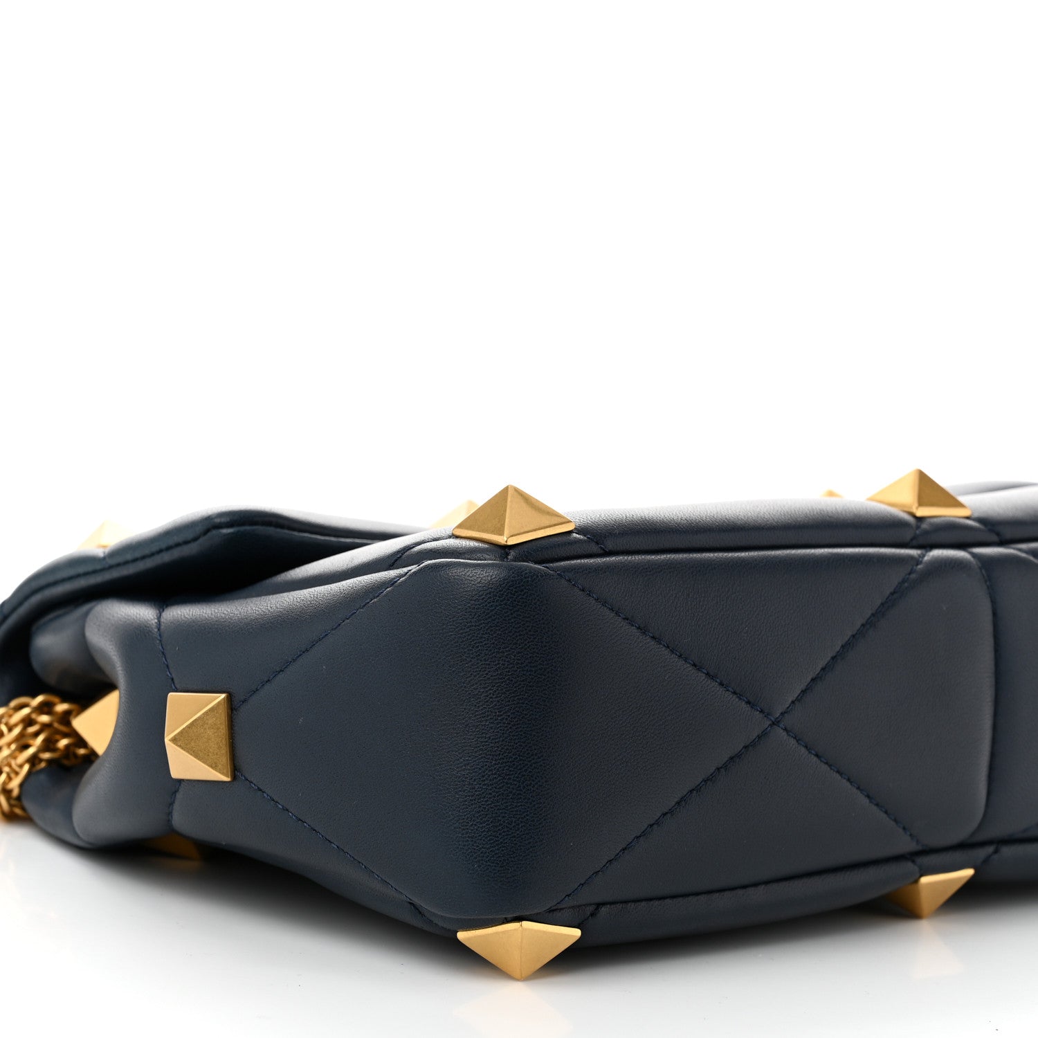 Valentino Garavani Nappa Large Roman Stud Shoulder Bag Marine 8 of 9