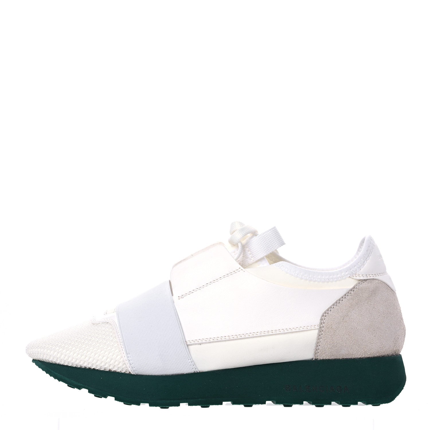 Balenciaga Mesh Calfskin Neoprene Womens Race Runner Sneakers 38 White 1 of 9