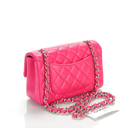 Chanel Lambskin Quilted Mini Rectangular Flap Dark Pink 3 of 8