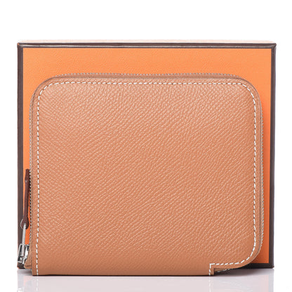 Hermes Epsom Silk'in Compact Wallet Gold 10 of 10