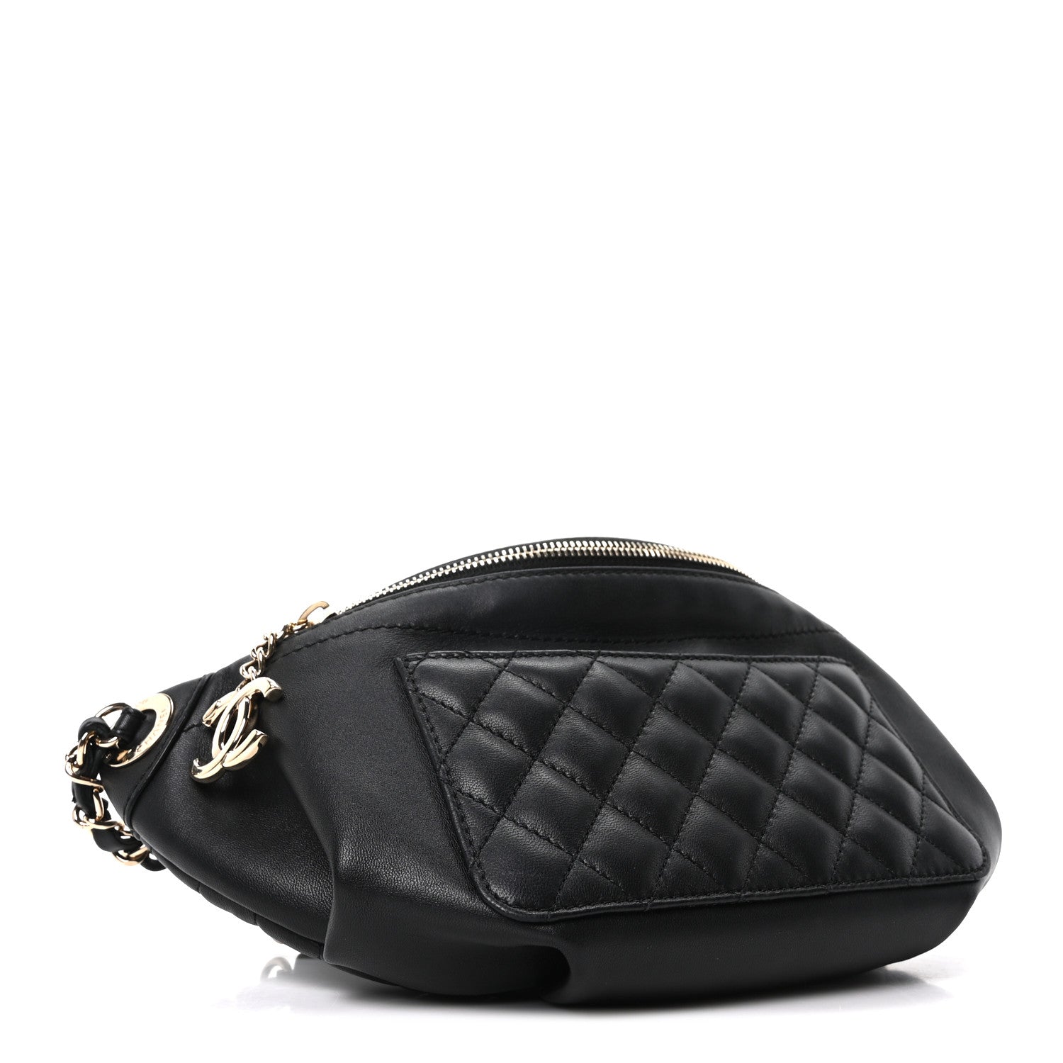 Chanel Lambskin Quilted Waist Bag Fanny Pack Black 4 of 10