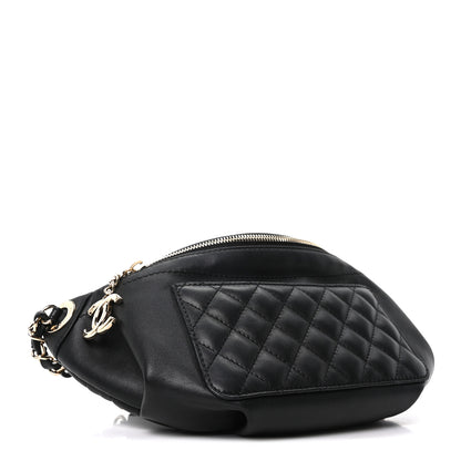 Chanel Lambskin Quilted Waist Bag Fanny Pack Black 4 of 10