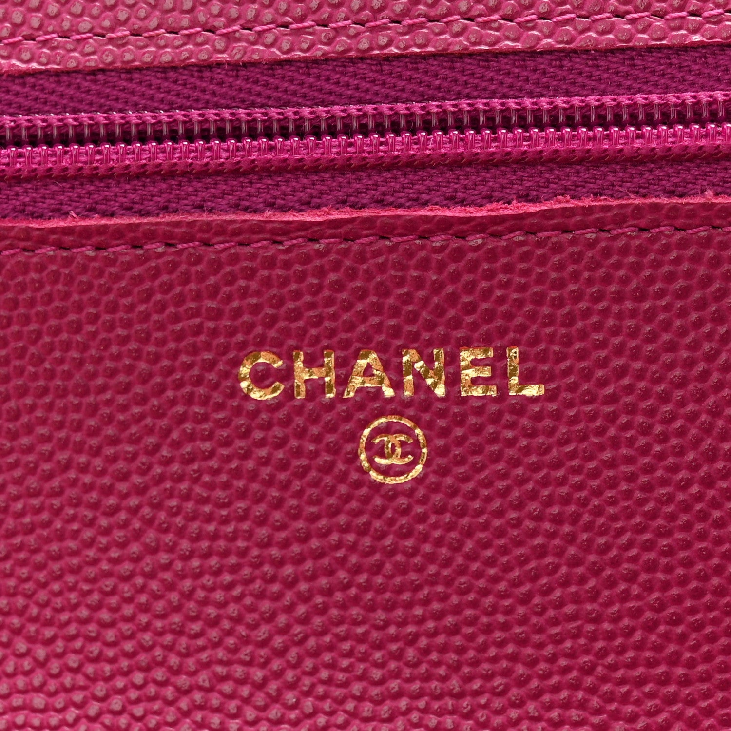 Chanel Caviar Quilted Chain Embossed CC Wallet On Chain WOC Fuchsia 6 of 12