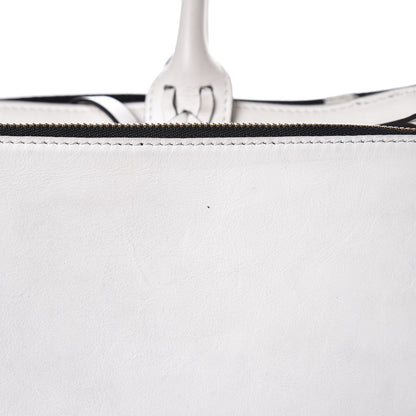 Lanvin Smooth Calfskin Printed Small Fringe Shopper Tote Black White 20 of 23