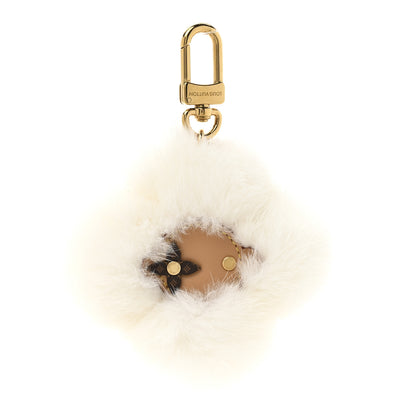 Louis Vuitton Calfskin Mink Fur Vivienne Bag Charm Key Holder White 1 of 5