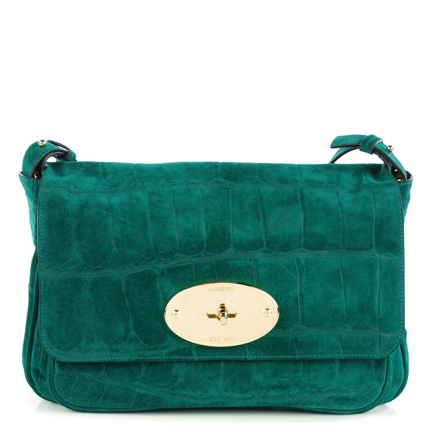 Mulberry Crocodile Embossed Suede Bayswater Clutch Emerald 1 of 8