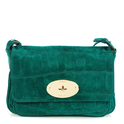 Mulberry Crocodile Embossed Suede Bayswater Clutch Emerald 1 of 8