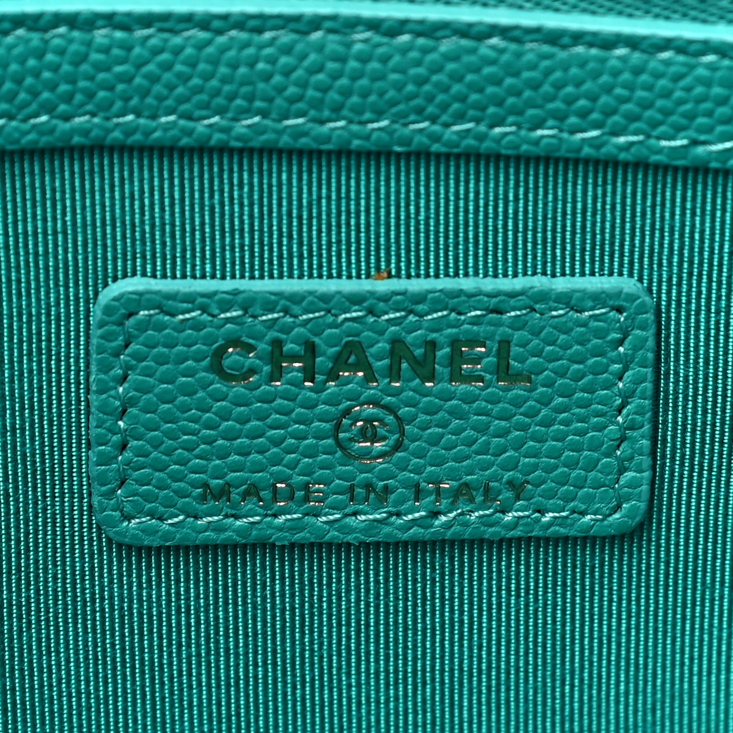Chanel Caviar Quilted Medium Cosmetic Case Turquoise 6 of 10