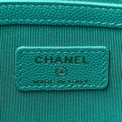 Chanel Caviar Quilted Medium Cosmetic Case Turquoise 6 of 10