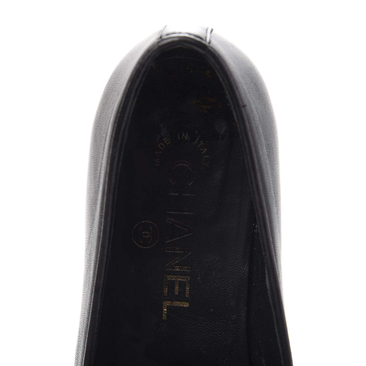 Enamel Pearl Crystal Lambskin Womens CC Mocassin Loafers 36.5 Black
