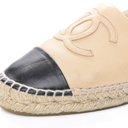 Chanel Lambskin CC Espadrilles 37 Beige Black 14 of 16