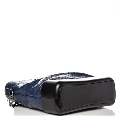 Chanel Aged Calfskin Quilted Large Gabrielle Shopping Tote Navy Black 4 of 9