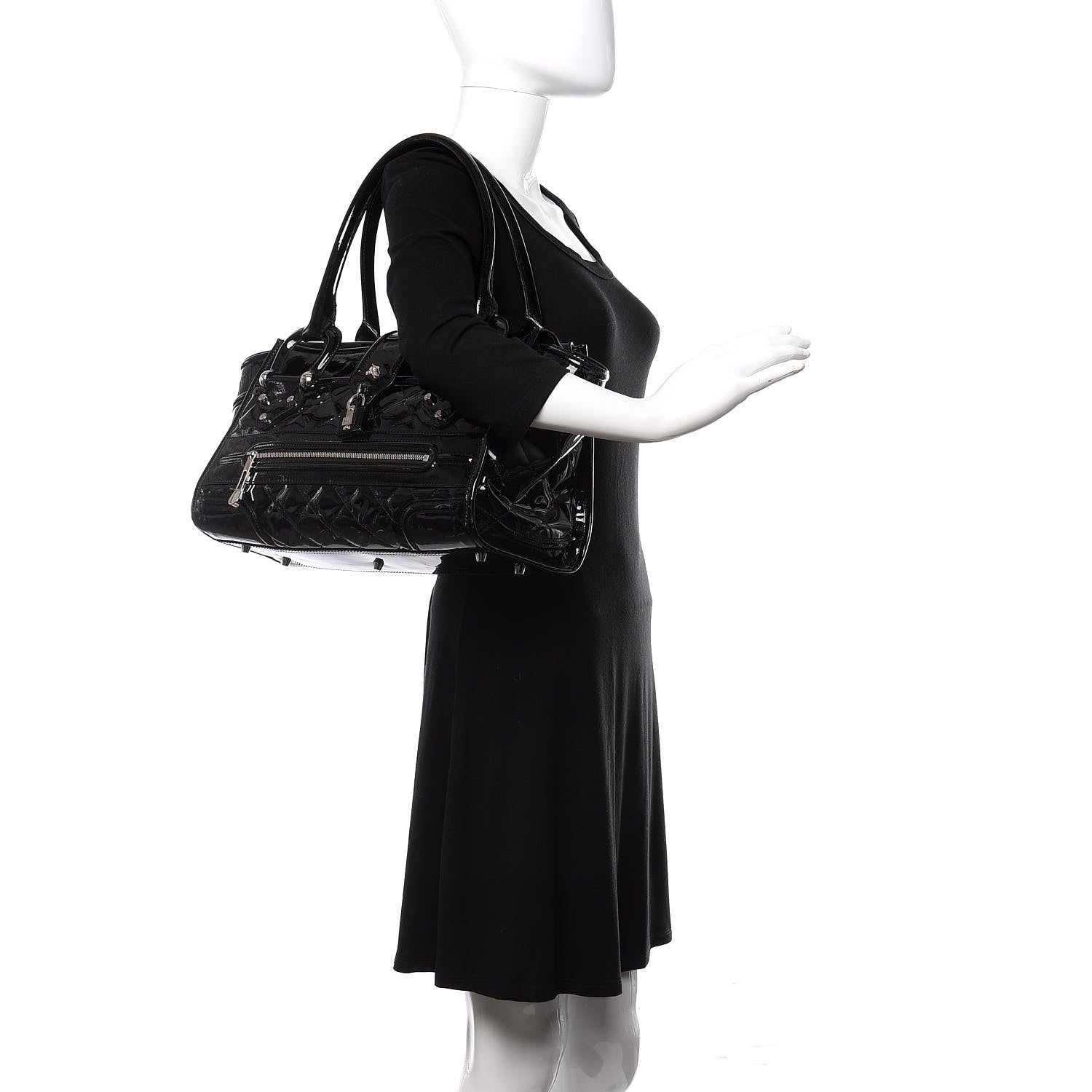 Burberry Patent Quilted Large Manor Tote Black 662622 – FASHIONPHILE