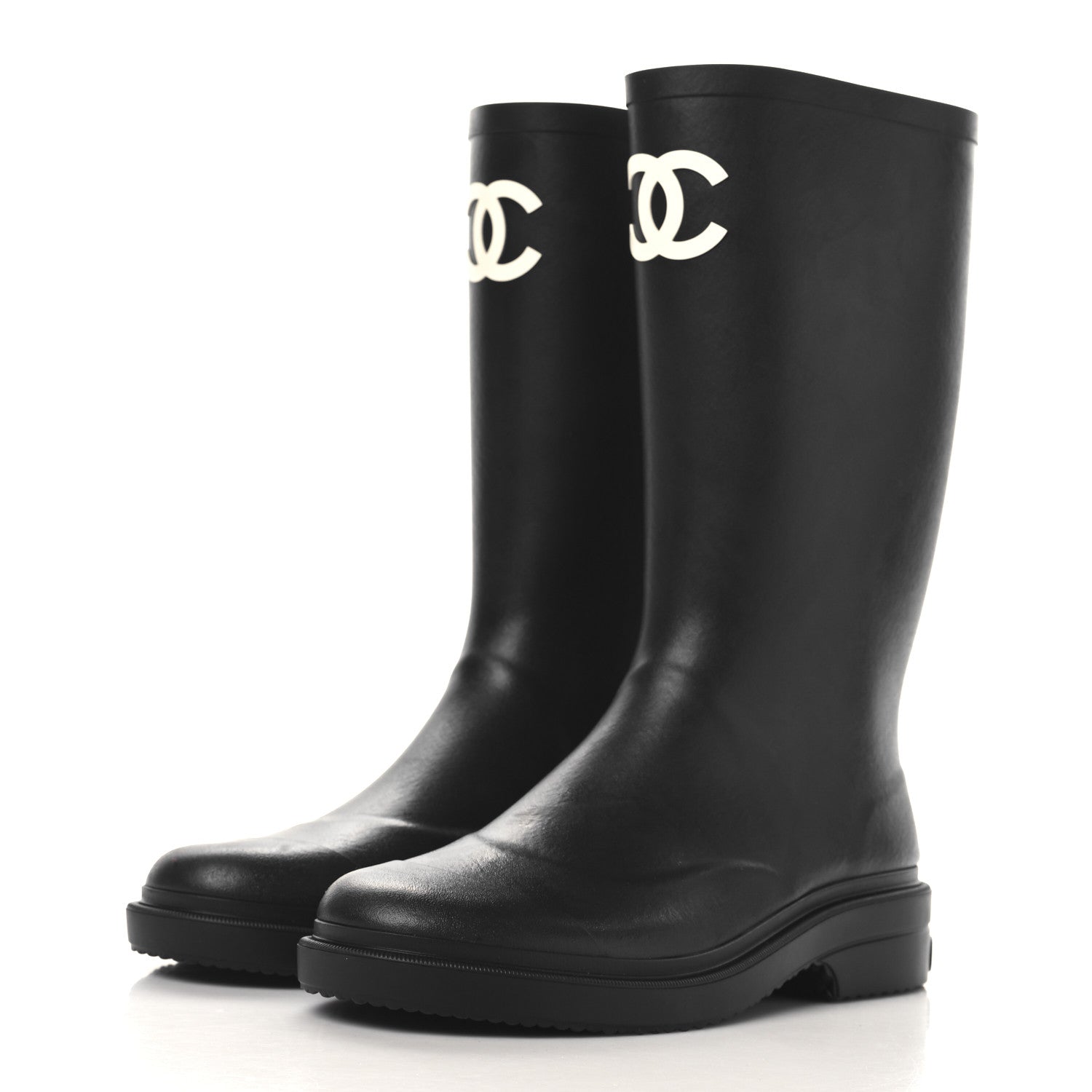 Chanel Caoutchouk CC High Boots 39 Black 3 of 7