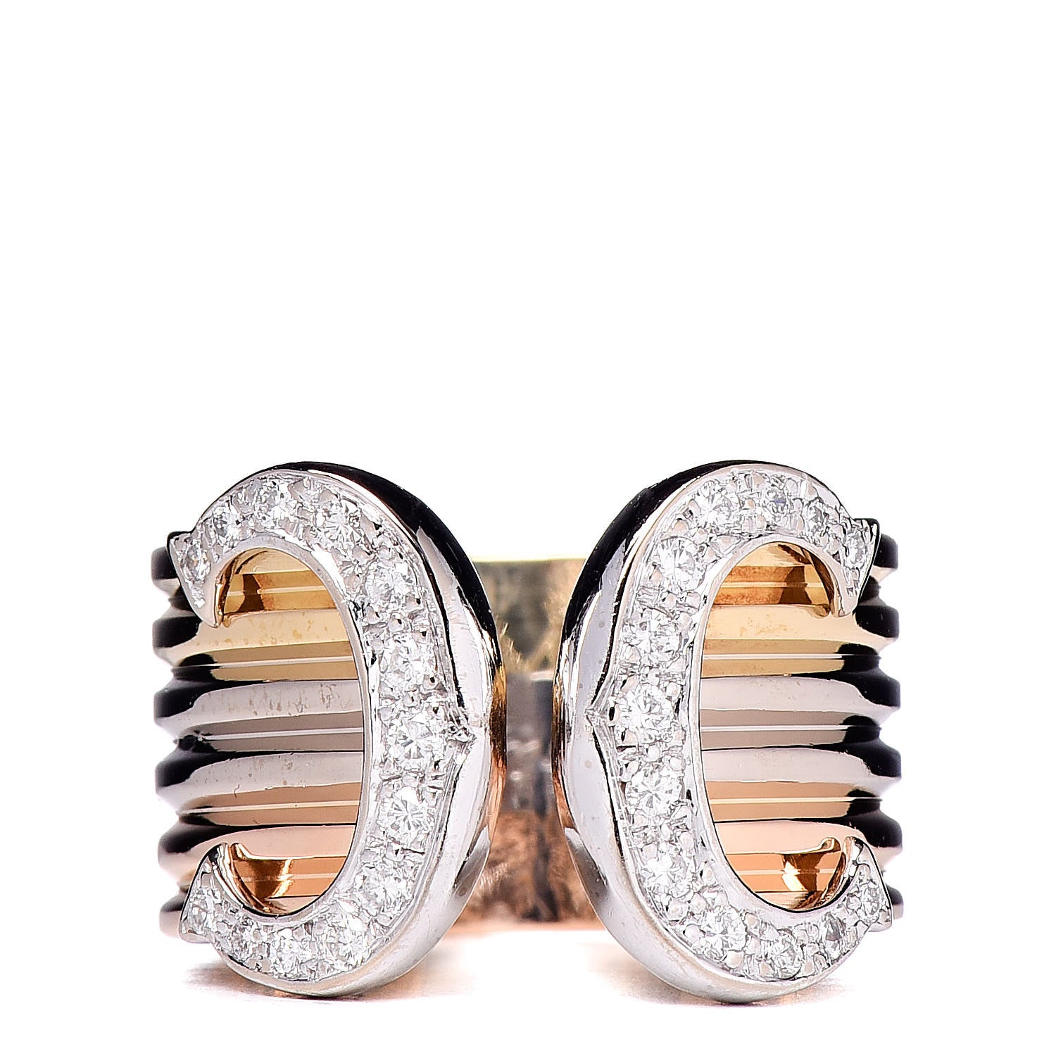 Cartier 18K Pink Yellow White Gold Diamond C De Ring 52 6 1 of 4