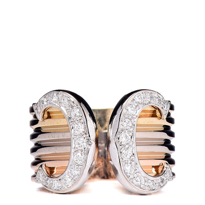 Cartier 18K Pink Yellow White Gold Diamond C De Ring 52 6 1 of 4