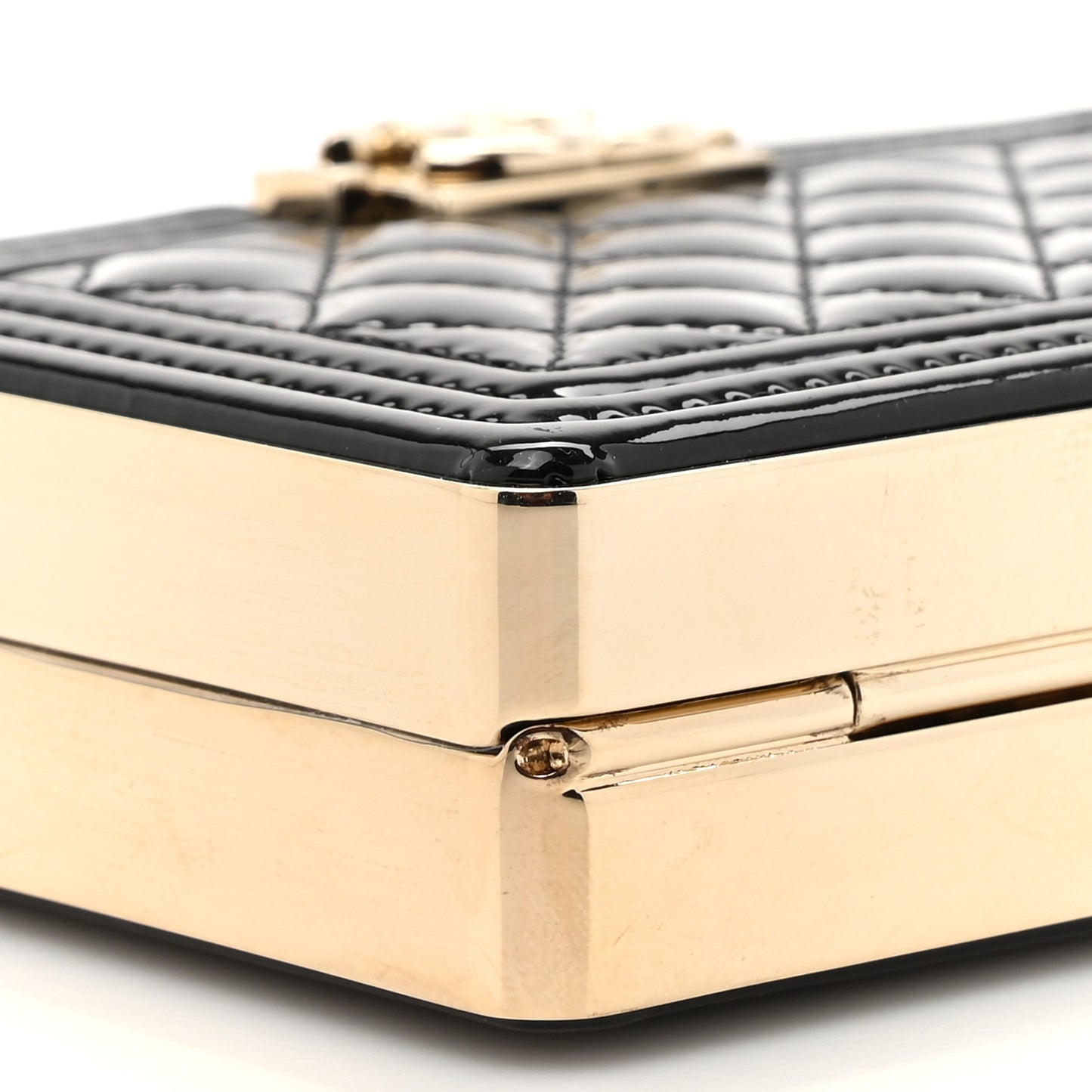 Patent Calfskin Boy Minaudiere Black