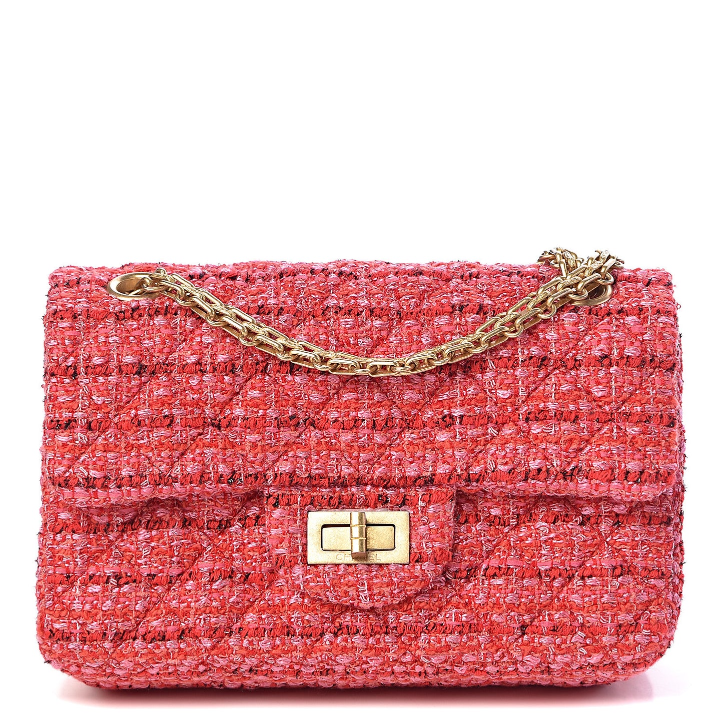 Tweed Quilted Mini 2.55 Reissue Flap Red Ecru Black