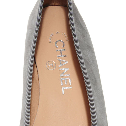 Chanel Suede Cap Toe Ballerina Flats Grey Black 36 6 of 8