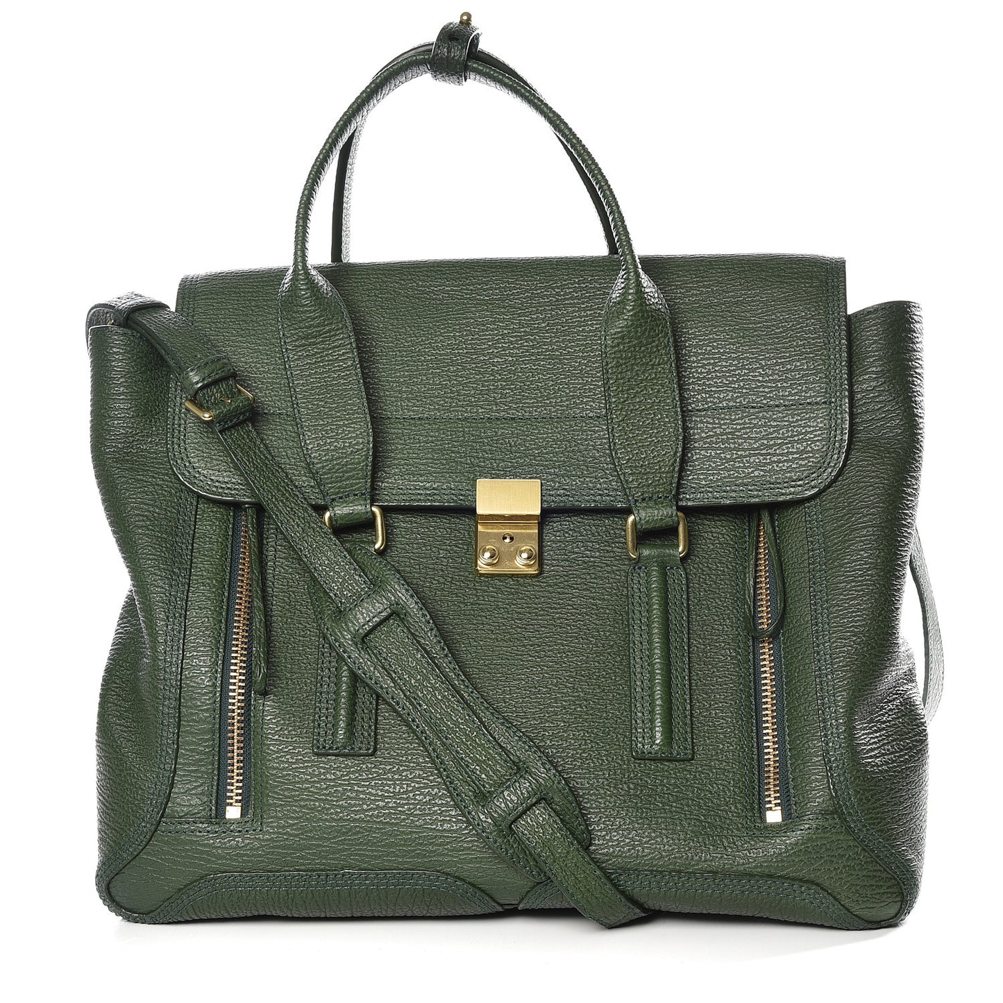 3.1 Textured Calfskin Large Pashli Satchel Jade