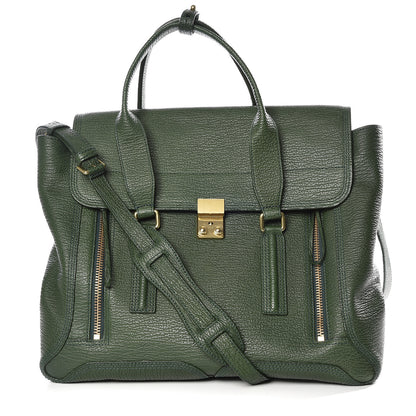 3.1 Phillip Lim 3.1 Textured Calfskin Large Pashli Satchel Jade 1 of 9