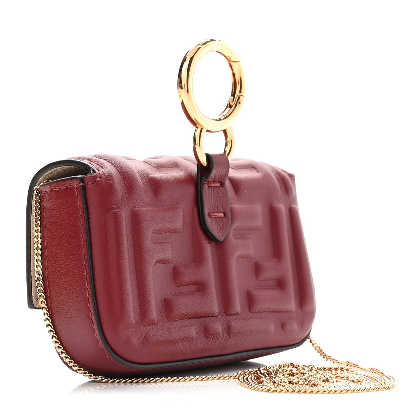 Nappa Matisse FF Embossed Nano Baguette Charm Barolo