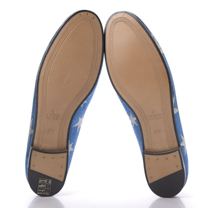 Gucci Lurex Calfskin Starry Sky Womens Jordaan Loafers 38.5 Bluette Silver 5 of 10