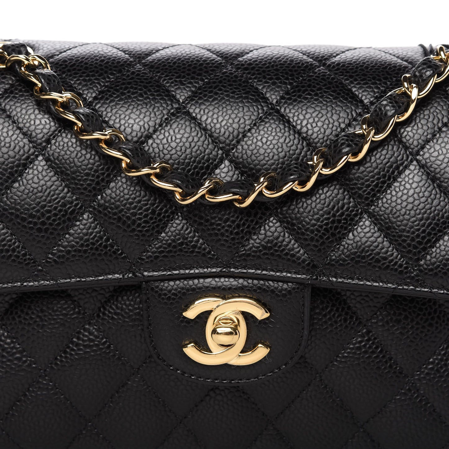 Caviar Quilted Small Double Flap Black
