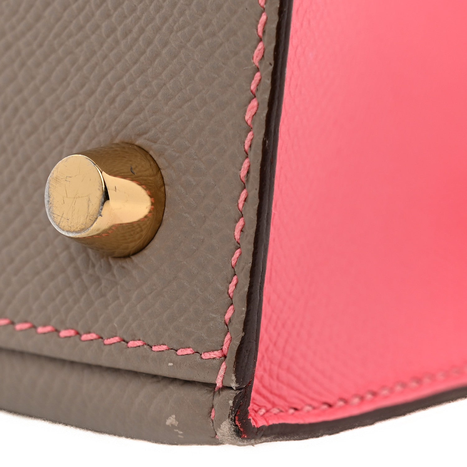 Hermes Epsom Bi-Color Horseshoe Kelly Sellier 25 Etoupe Rose Azalee 12 of 15