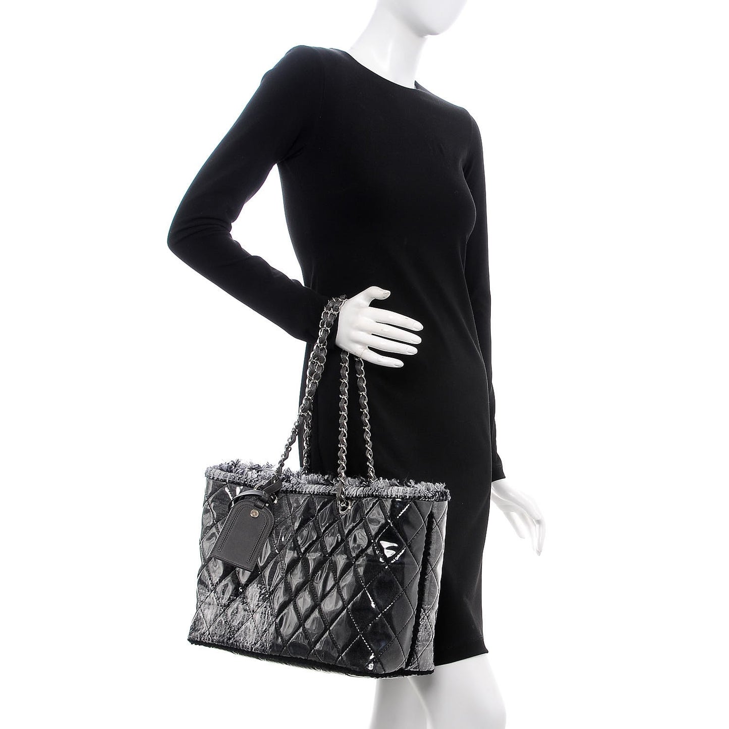 Vinyl Funny Tweed Patchwork Tote Grey