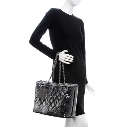 Chanel Vinyl Funny Tweed Patchwork Tote Grey 2 of 8