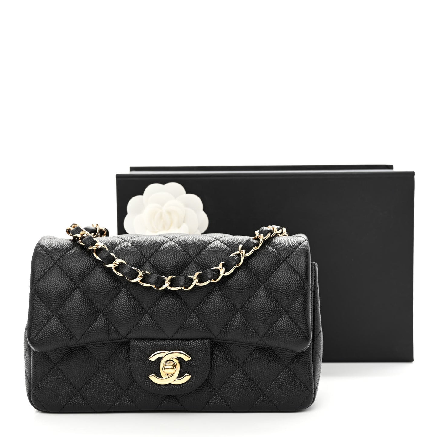 Caviar Quilted Mini Rectangular Flap Black