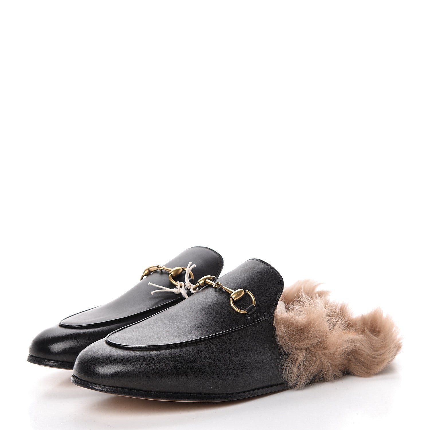 Gucci Calfskin Fur Womens Princetown Slippers 38.5 Black 3 of 9
