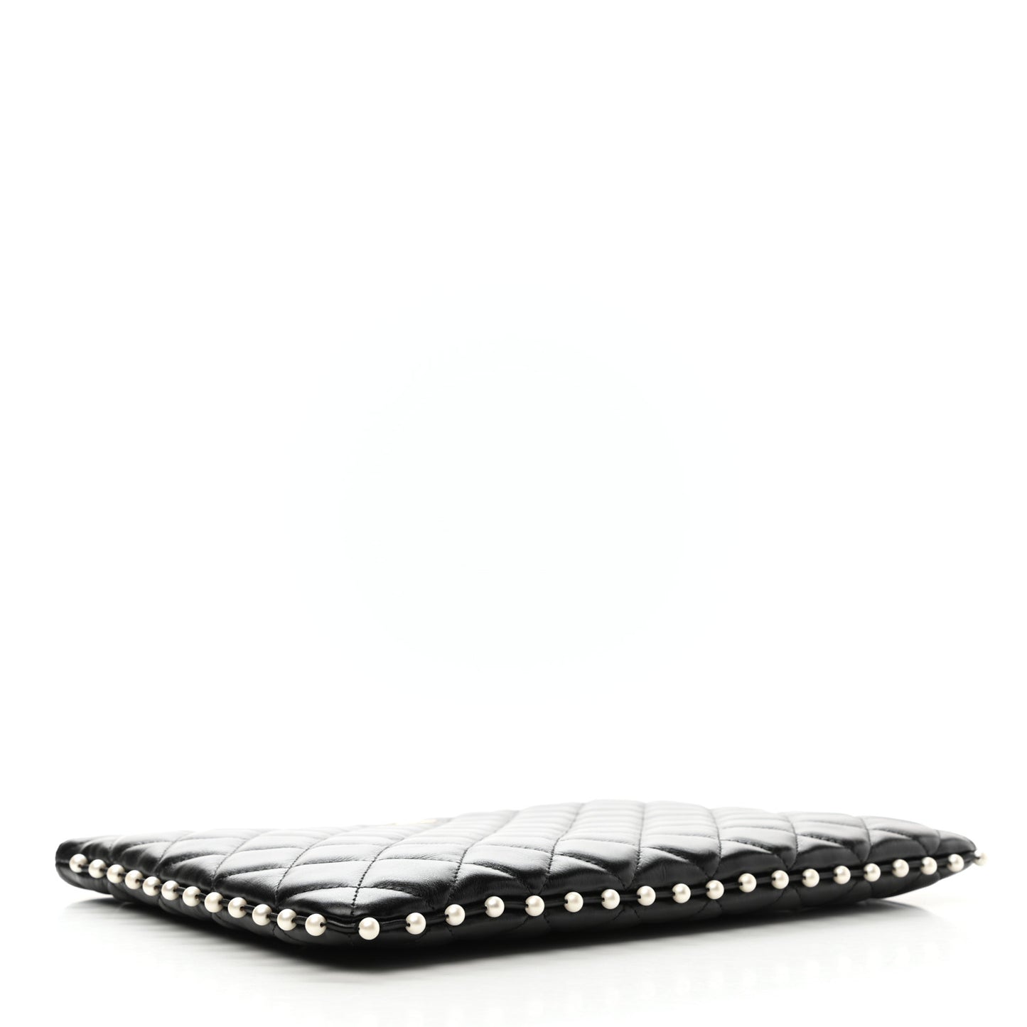 Calfskin Quilted Pearl Medium Cosmetic Case Black
